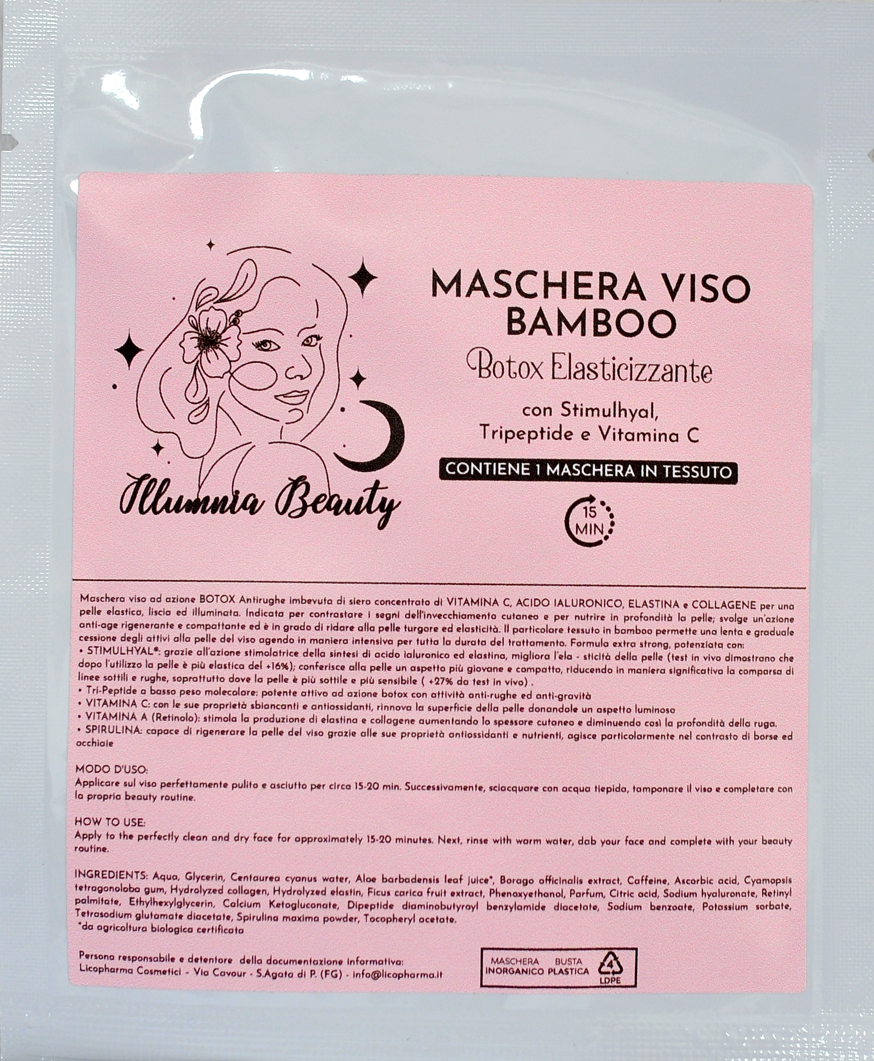 Maschera viso in bamboo botox elasticizzante